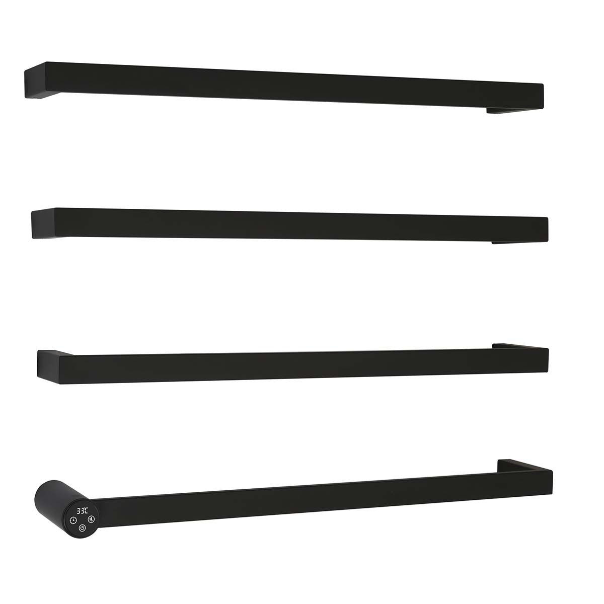 matt black electric towel bars with thermostat