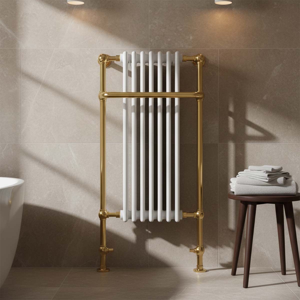 antique brass towel radiator dual fuel Main image