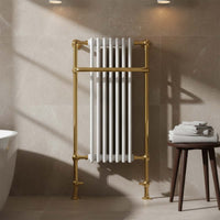 antique brass traditional towel radiator dual fuel