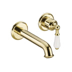 antique brass wall mounted basin tap with single lever