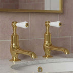 antique gold traditional basin pillar taps