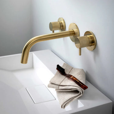 Gold Wall Mounted Basin Mixer Tap 