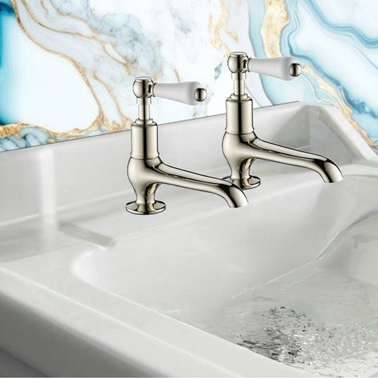 basin pillar taps brushed nickel 600