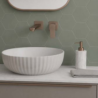 Square Wall Mounted Two Hole Basin Tap - Brushed Bronze Secondary image