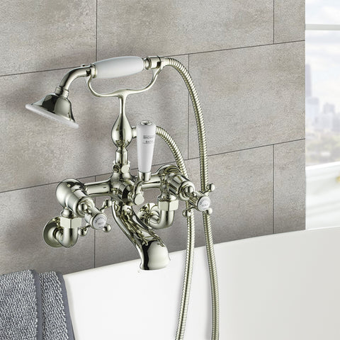 wall mounted bath shower mixer brushed nickel