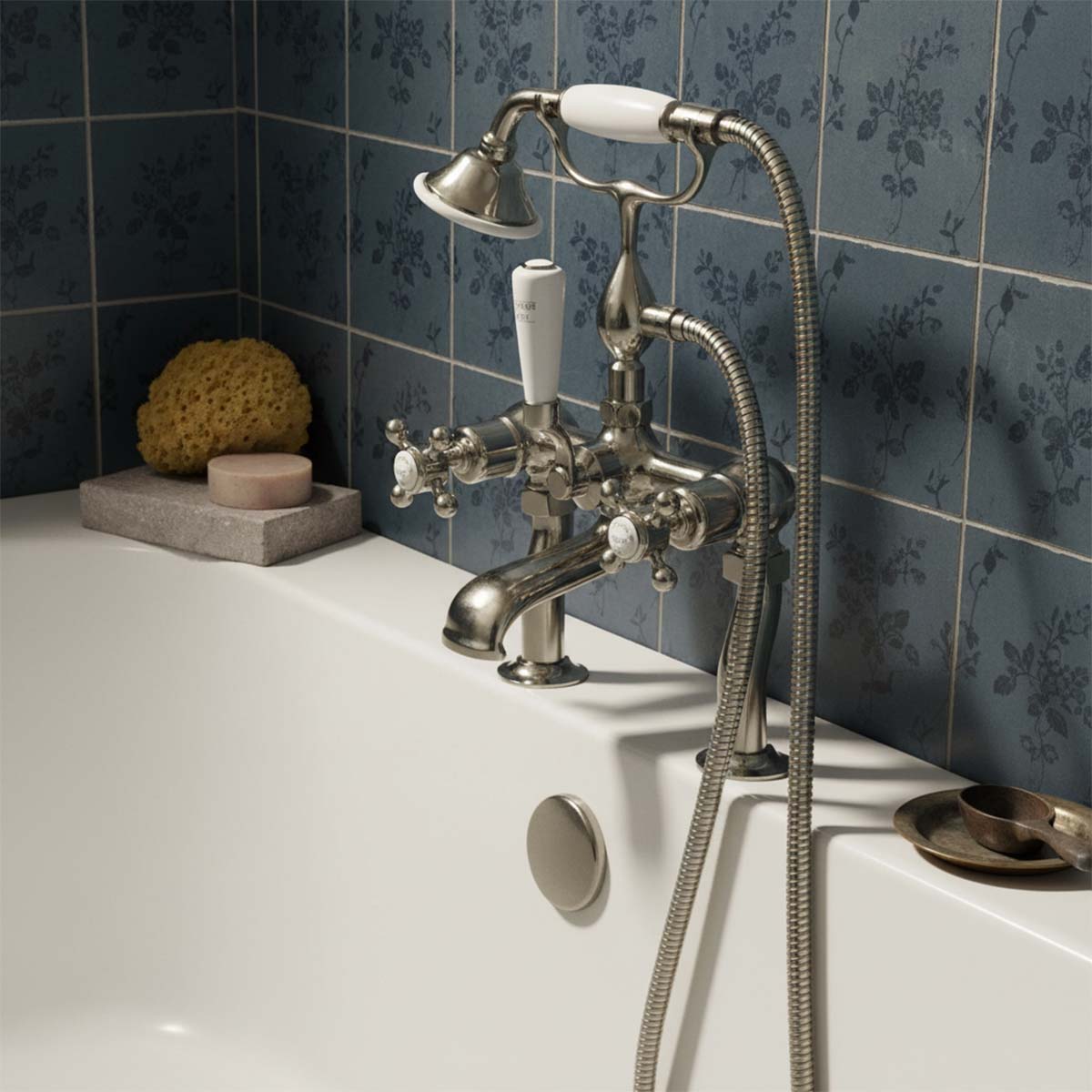 bath mixer tap with shower head - Nickel 