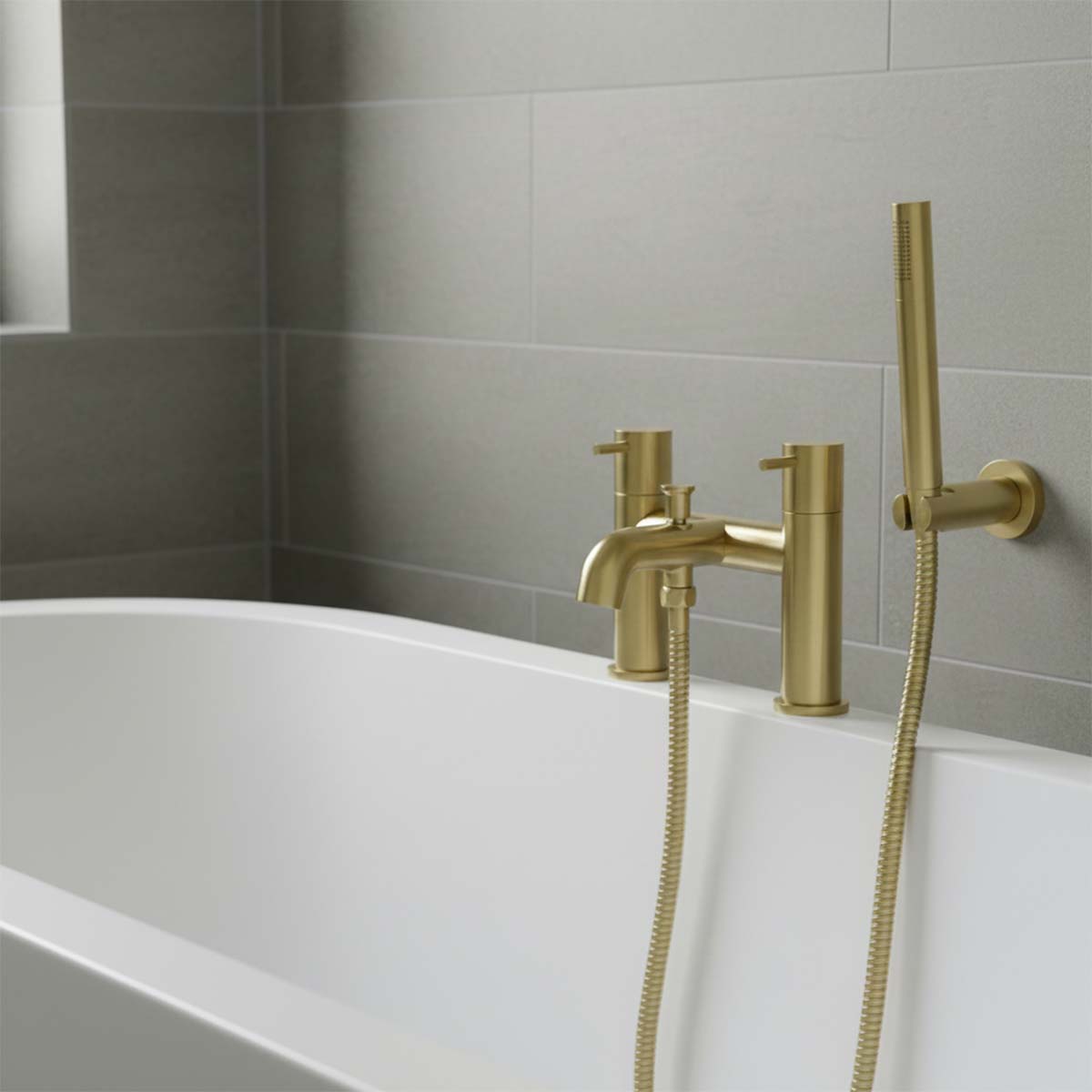 brushed brass bath shower mixer tap with kit Main image