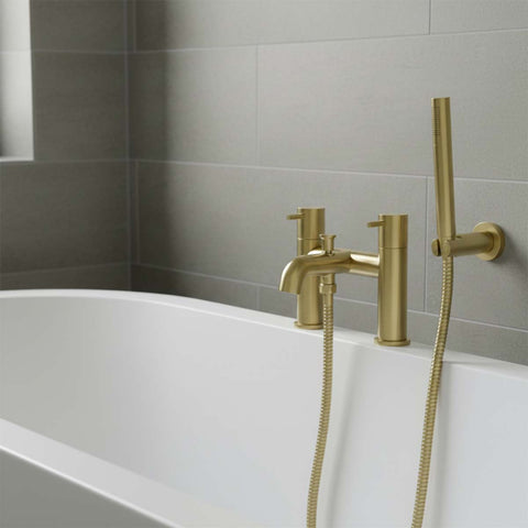 brushed brass bath shower mixer tap with kit