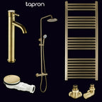 bathroom-radiator-valves-brushed-gold-shower-mixer-tall-bath-taps-bath-clicker-waste-brass-towel-radiator