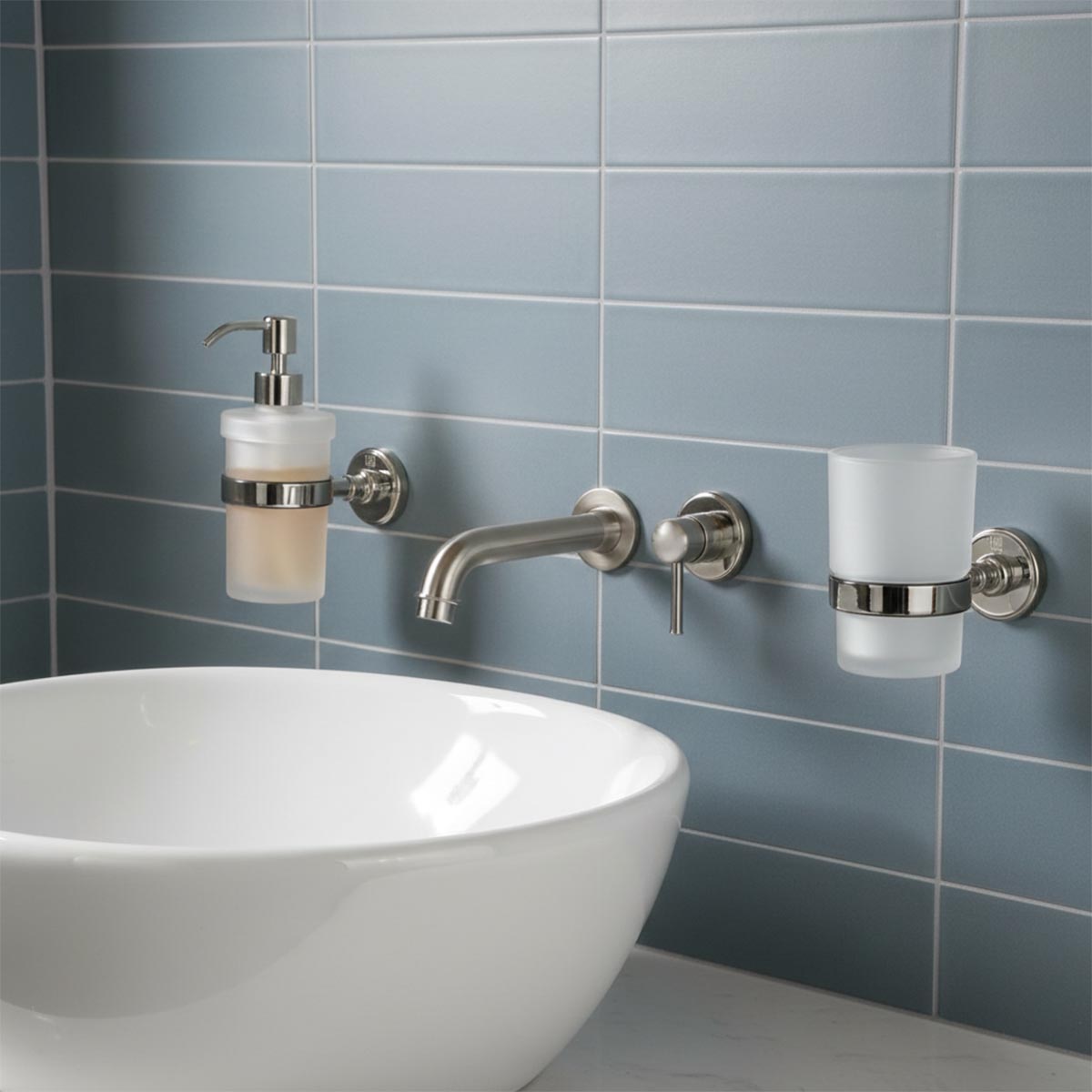 Traditional Soap Dispenser with Frosted Glass - Brushed Nickel Secondary image