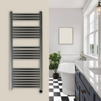 black electric towel rail with thermostat