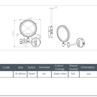 Double Sided LED 3X Magnifying Mirror - Black Frame Secondary image