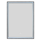 bathroom mirror with single door and LED brushed black frame