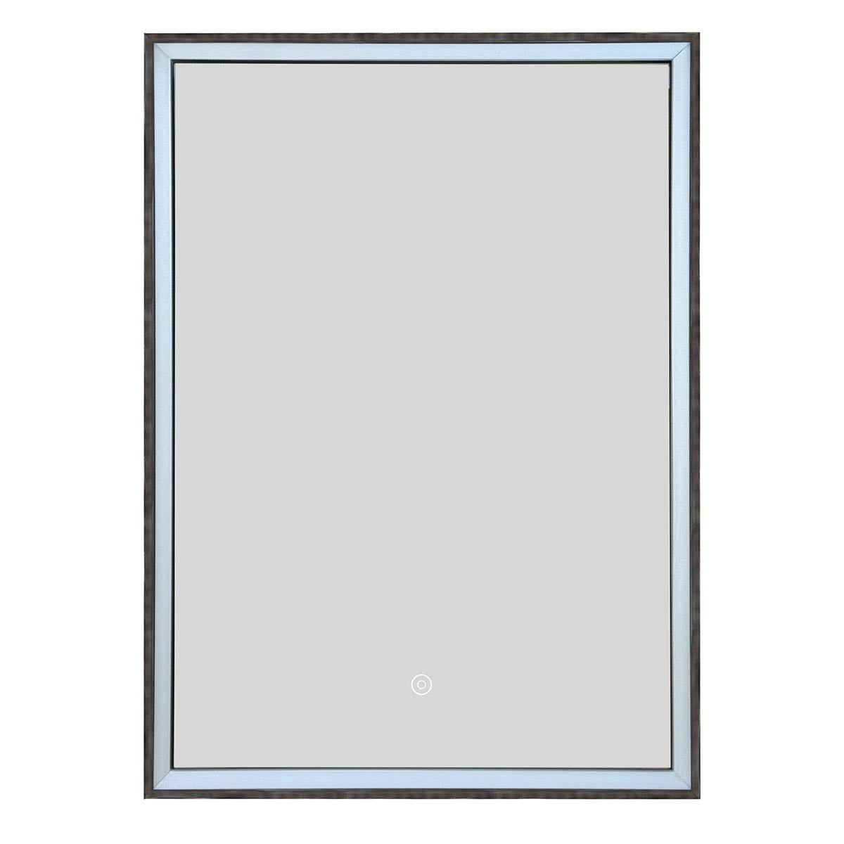 bathroom mirror with single door and LED brushed black frame