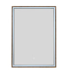 bathroom mirror with single door and LED brushed bronze frame