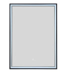 bathroom mirror with single door and LED matt black frame