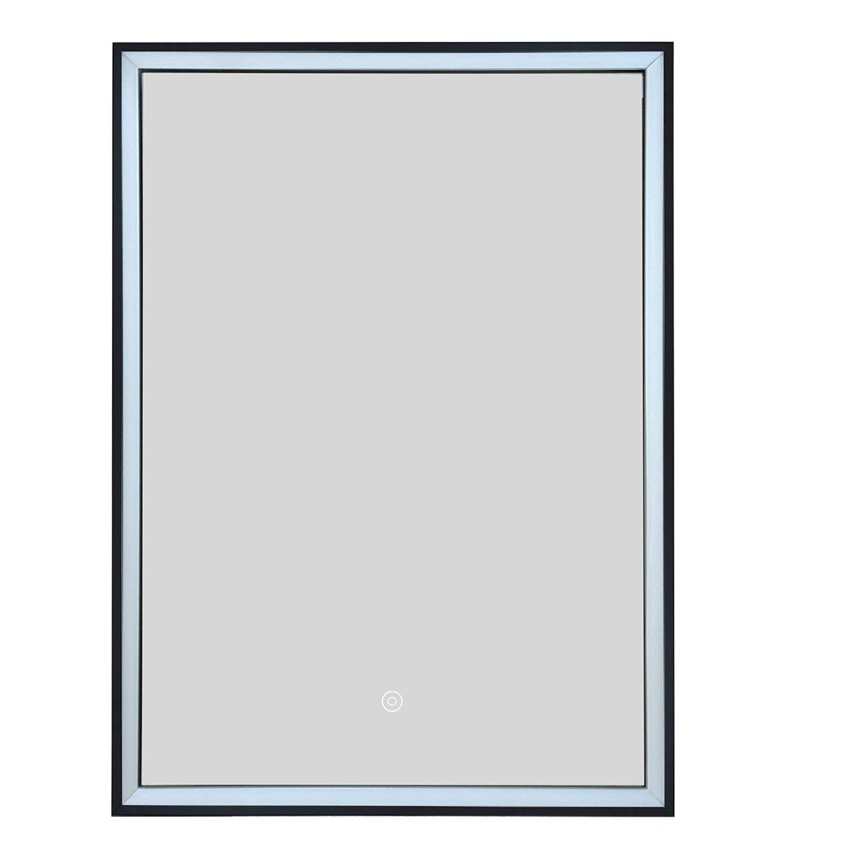 bathroom mirror with single door and LED matt black frame