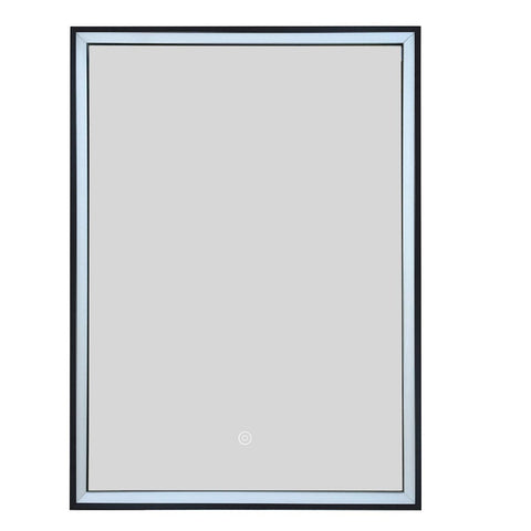 bathroom mirror with single door and LED matt black frame