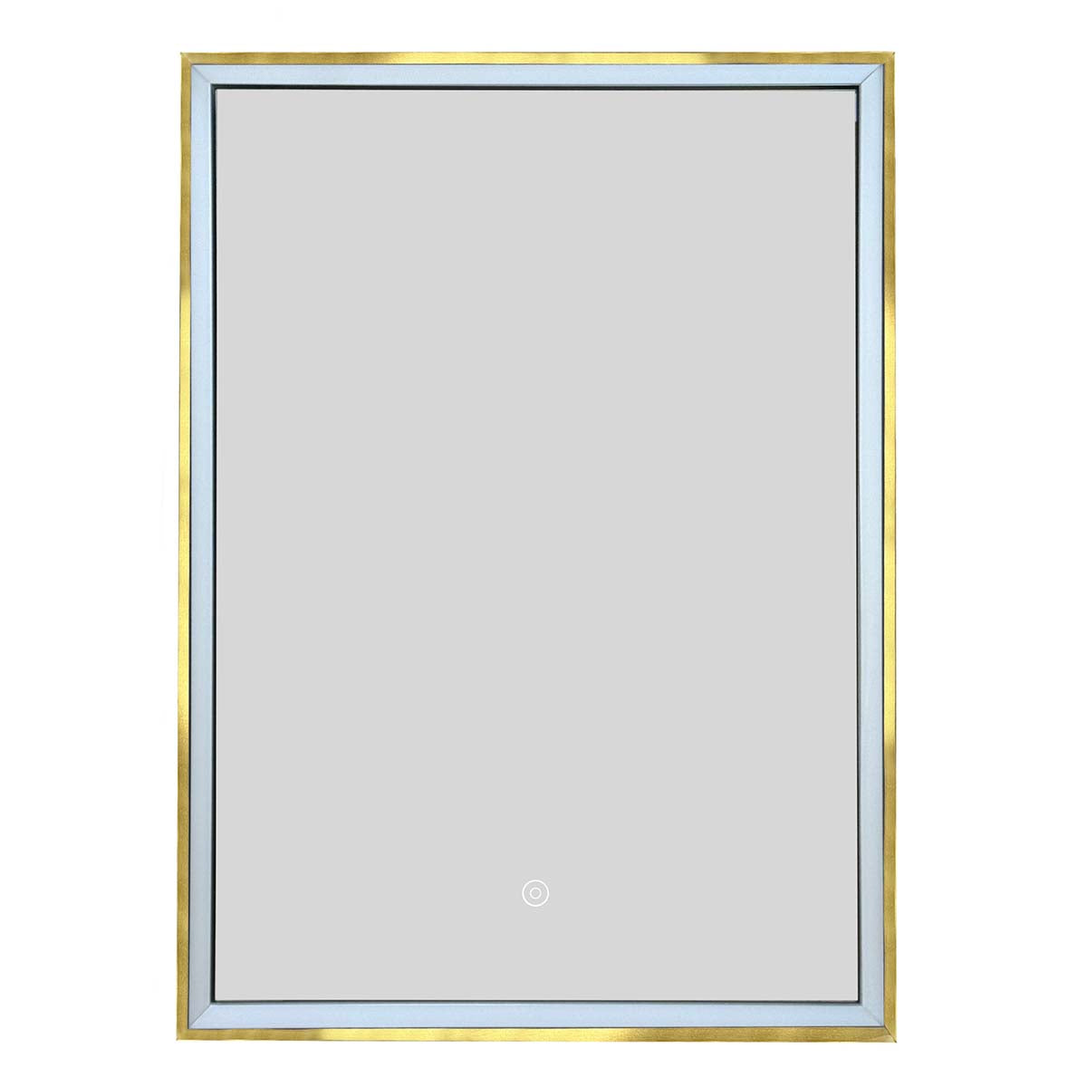 bathroom mirror with single door with LED brushed brass frame