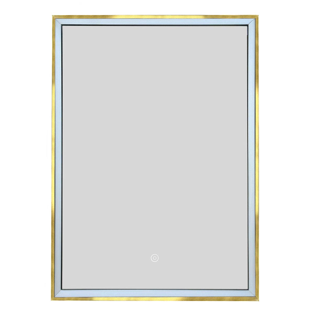 bathroom mirror with single door with LED brushed brass frame