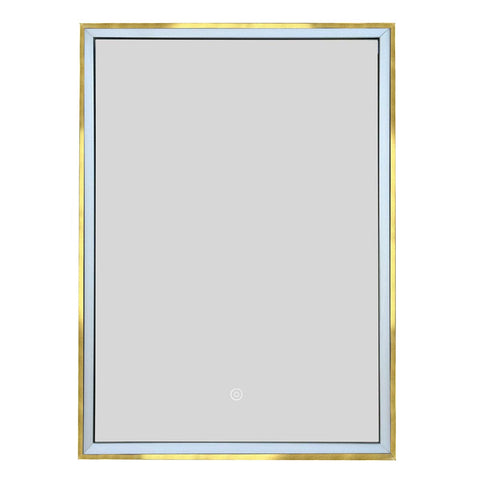 bathroom mirror with single door with LED brushed brass frame