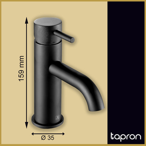 Black Single Lever Basin Mixer Tap with Designer Handle -Tapron