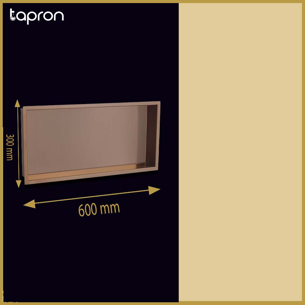 rectangular brushed bronze shower shelf