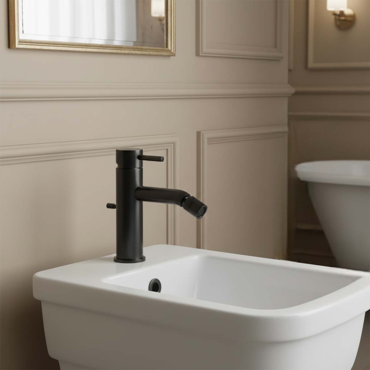 bidet tap sprayer with waste - matt black 