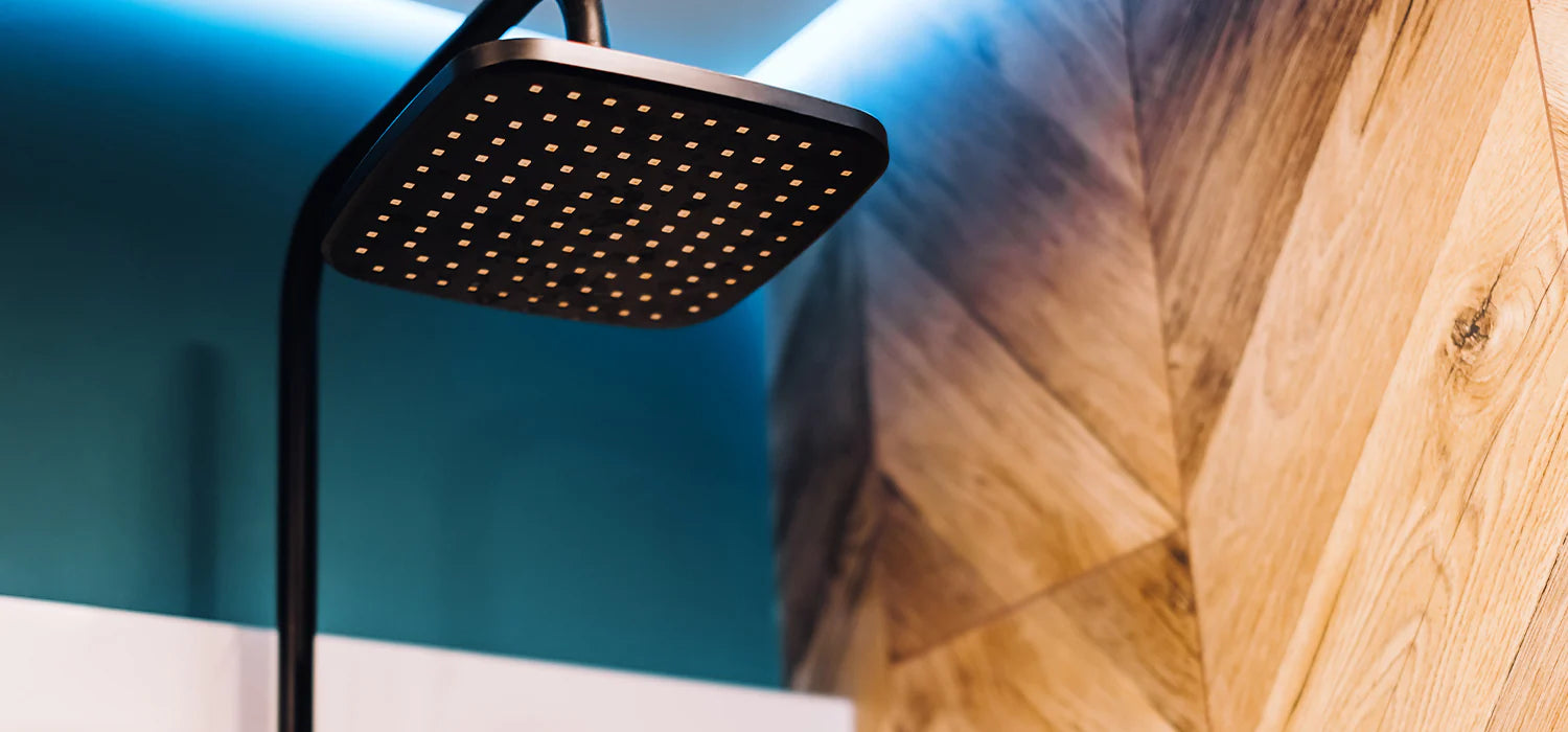 black shower head with arm 