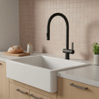 Black kitchen tap with pull out