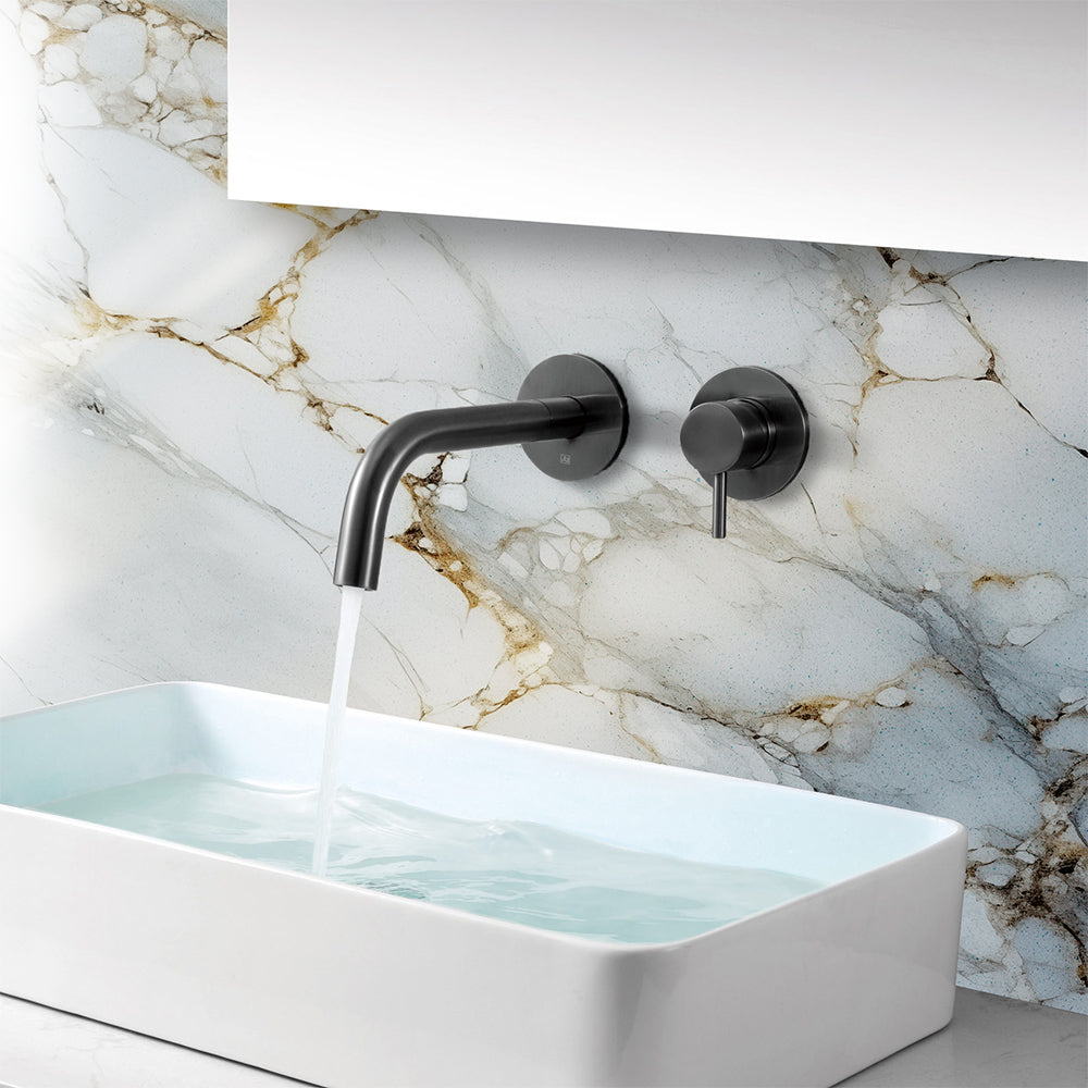 black wall mounted basin tap