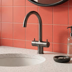 black basin tap with swivel spout 