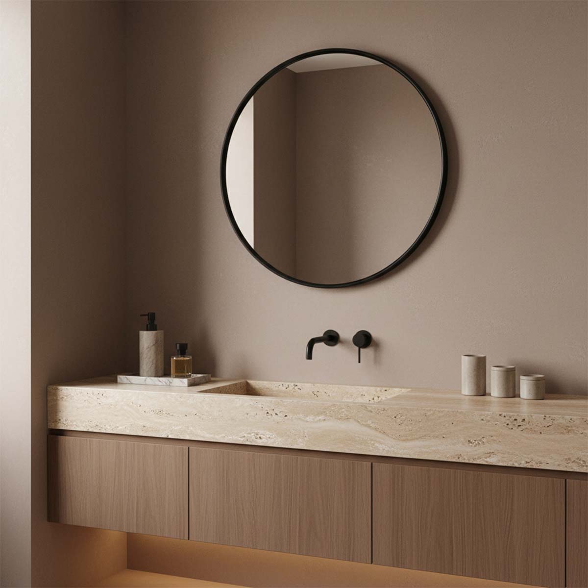 black bathroom wall mirror