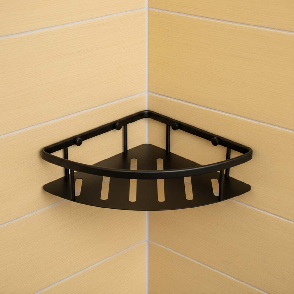 black corner shower caddy Main image