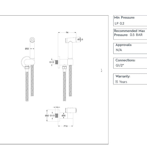 black douche kit with safety valve technical
