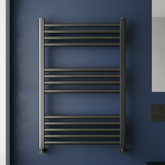 black dual fuel heated towel rail Main image