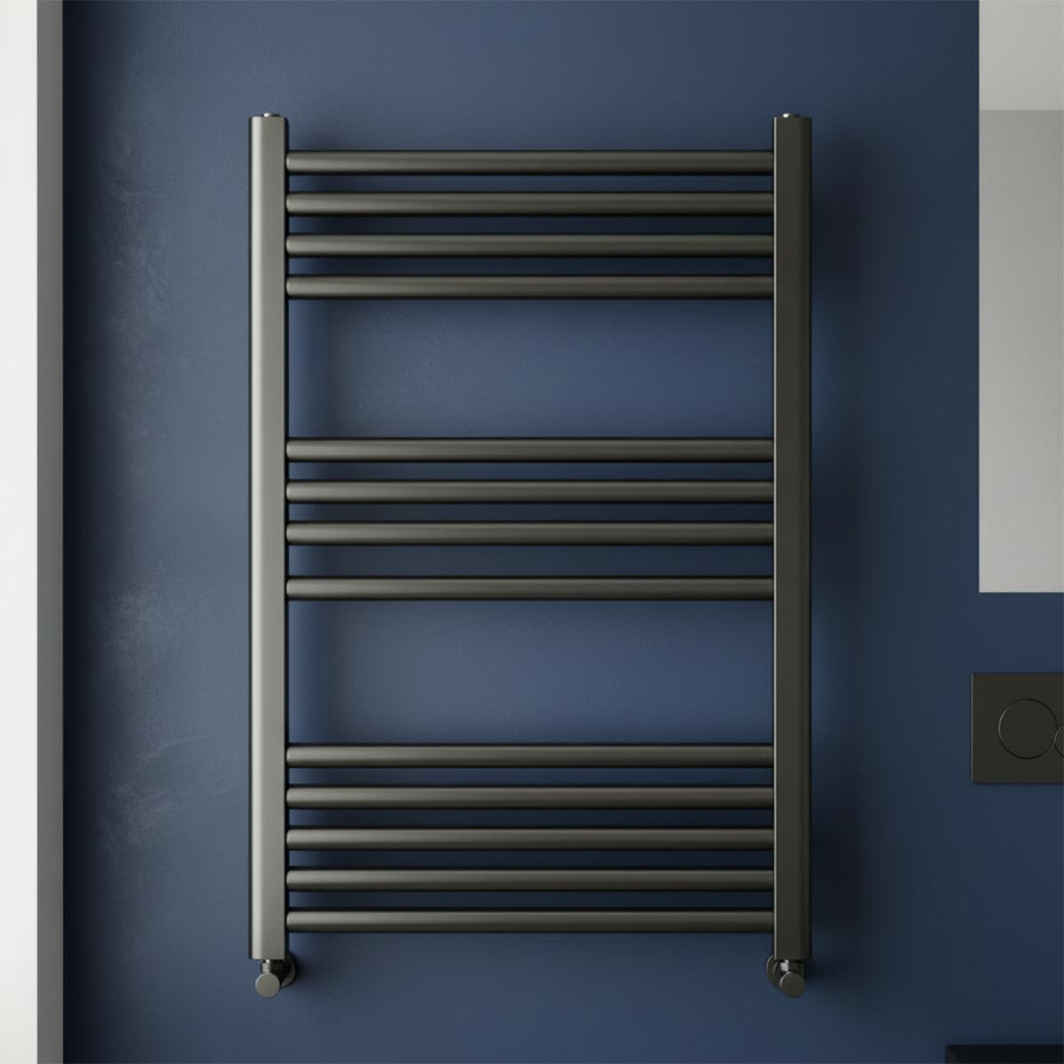 black dual fuel heated towel rail