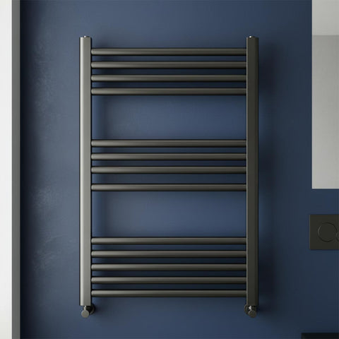 black dual fuel heated towel rail