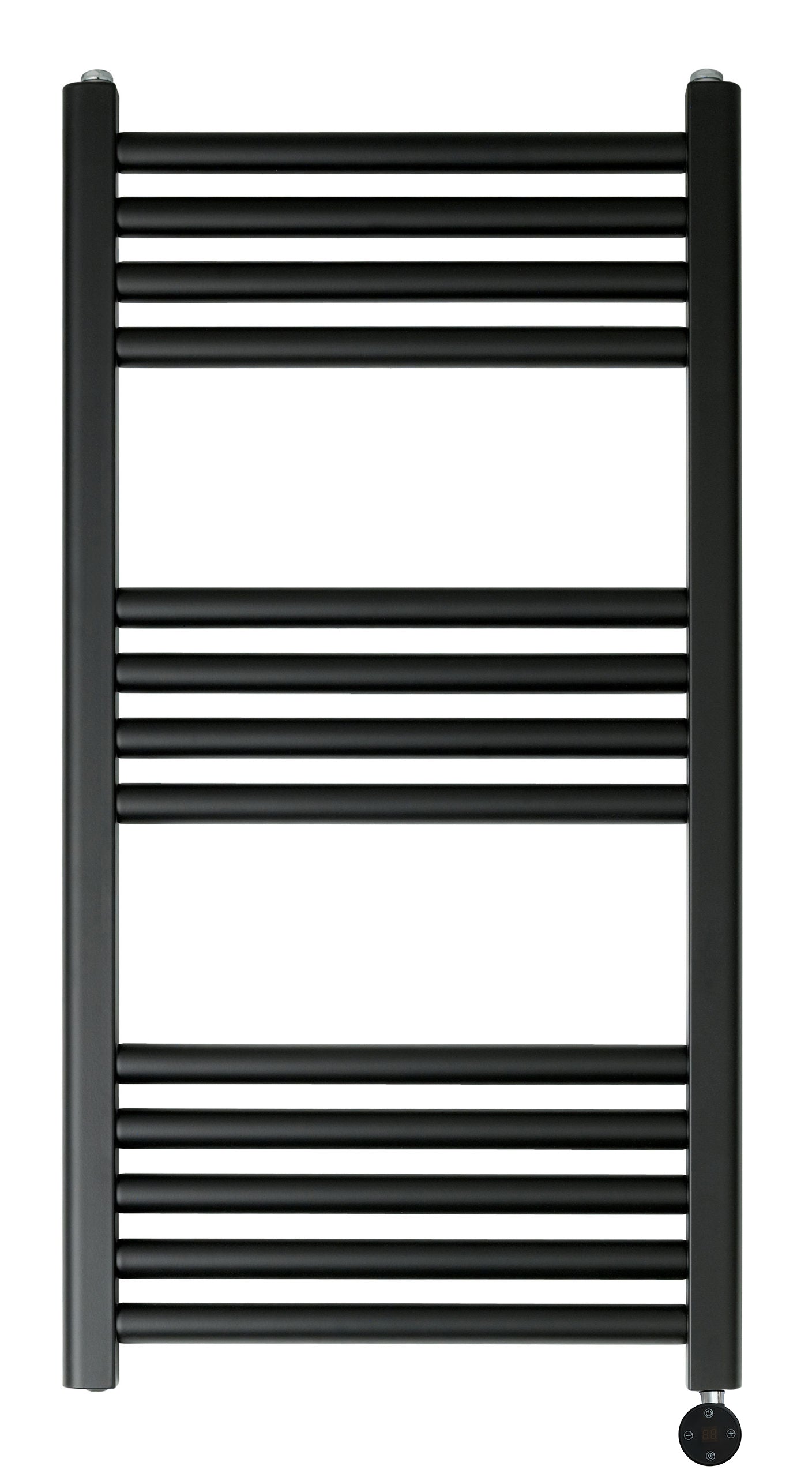 PrimeHeat Matt Black Electric Heated Towel Rail 800mm x 400mm Secondary image