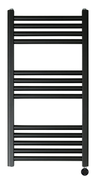 PrimeHeat Matt Black Electric Heated Towel Rail 800mm x 400mm Secondary image