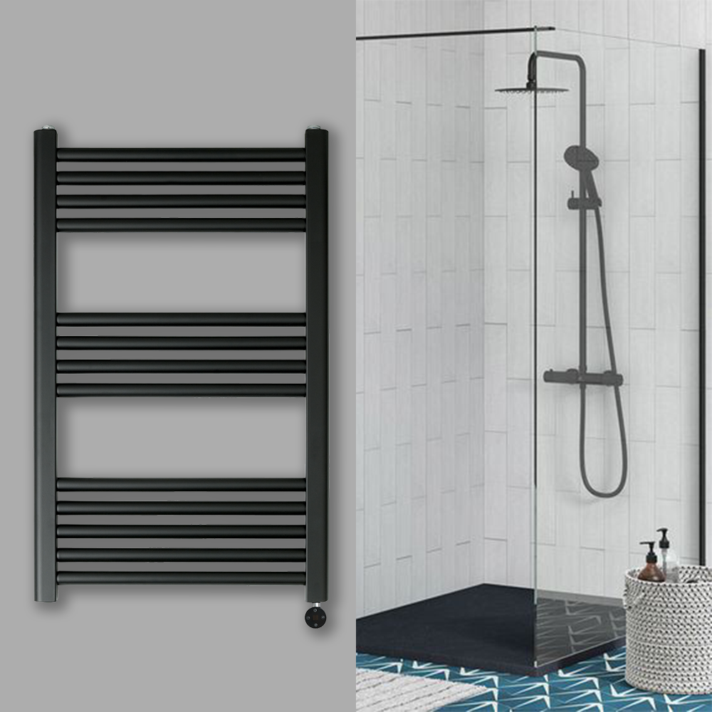 black electric towel rail