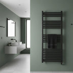 black electric towel rail with thermostat 