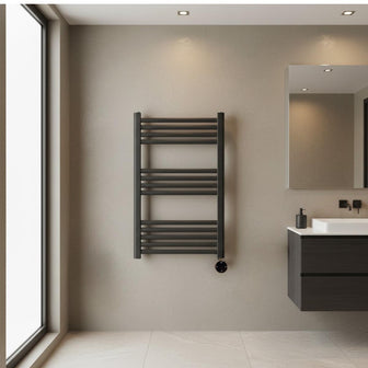 black electric towel warmer with thermostat Main image