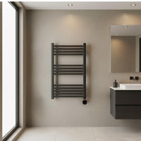 black electric towel warmer with thermostat