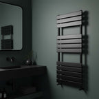 black flat heated towel rail radiator