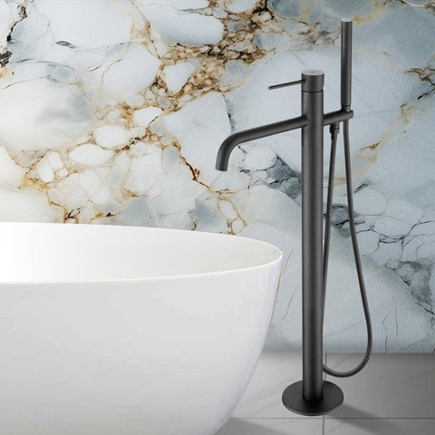 black freestanding bath tap