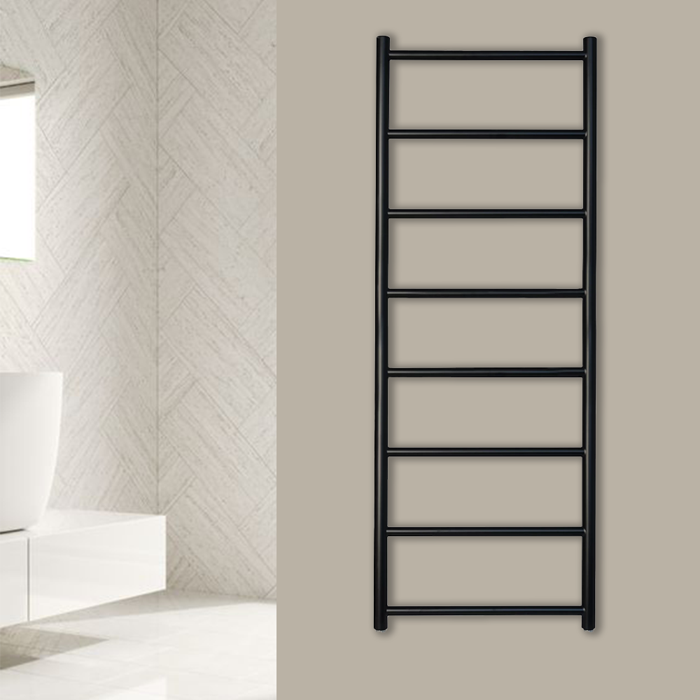 ladder heated towel rail black