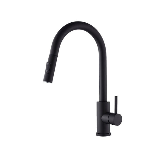 Matt Black Kitchen Mixer Tap with Pull-Out Spray 750