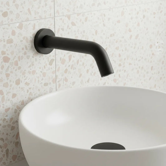 Wall-Mounted Black Sensor Tap - Matt Black