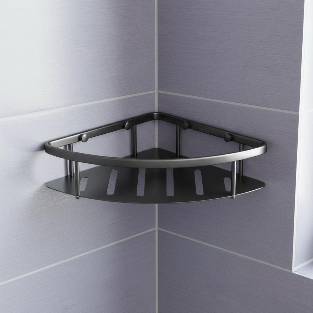 black corner shower basket